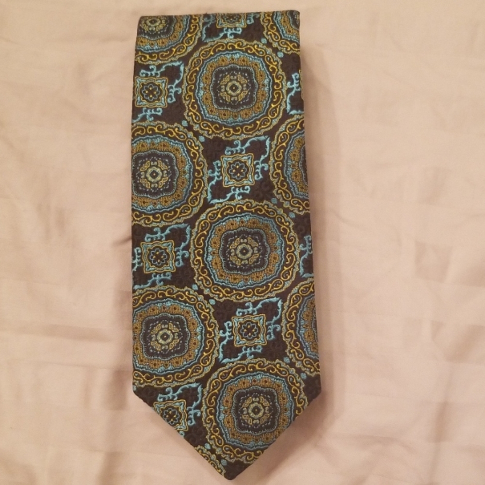 Robert graham mens silk tie - blue and green